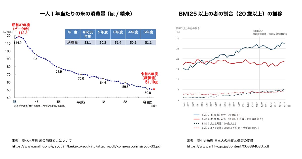 お米の消費量グラフ